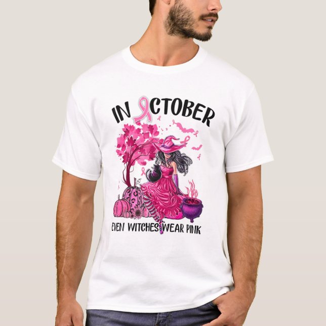Im Oktober tragen sogar Hexen rosa Herbst Brea T-Shirt (Vorderseite)