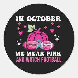 Im Oktober tragen wir das Bewusstsein für rosa Bru Runder Aufkleber