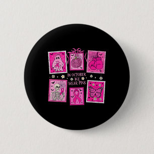 Im Oktober tragen wir die Briefmarke des rosa Geis Button
