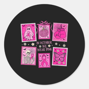 Im Oktober tragen wir die Briefmarke des rosa Geis Runder Aufkleber