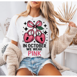 Im Oktober tragen wir ein rosa Hemd, Krebsbewussts T-Shirt