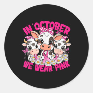 Im Oktober tragen wir eine pinkfarbene Brustkrebse Runder Aufkleber