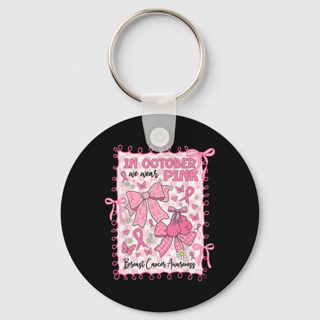 Im Oktober tragen wir eine pinkfarbene Brustkrebse Schlüsselanhänger (Vorderseite)