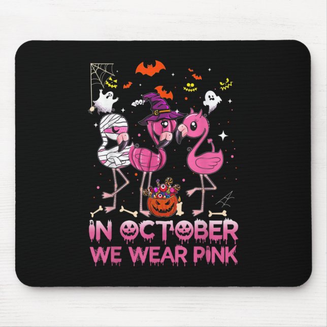 Im Oktober tragen wir eine rosa Flamingo Halloween Mousepad (Vorne)