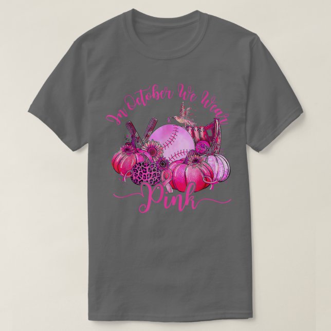 Im Oktober tragen wir einen Pink Breast Cancer Pum T-Shirt (Design vorne)
