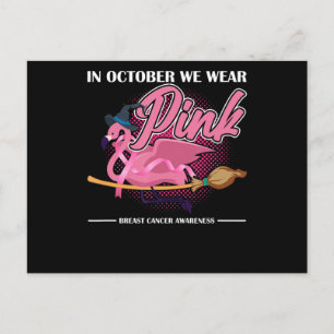 Im Oktober tragen wir einen rosa Flamingo Riding B Ankündigungspostkarte
