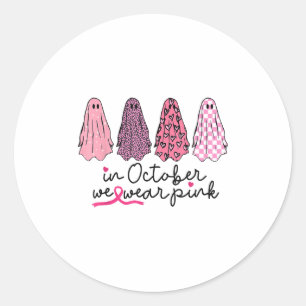 Im Oktober tragen wir Nk Ghost Boo Halloween Breas Runder Aufkleber