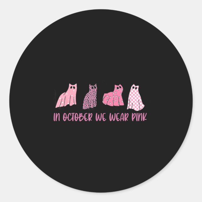 Im Oktober tragen wir NK Ghost Cats Brustkrebs Awa Runder Aufkleber (Vorderseite)