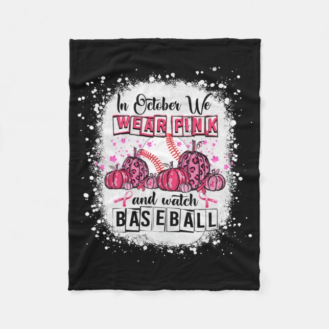 Im Oktober tragen wir pink Baseball BreastCancer A Fleecedecke (Vorderseite)