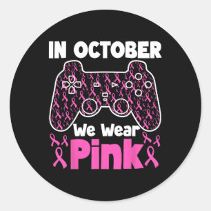 Im Oktober tragen wir Pink Breast Cancer Gaming Ki Runder Aufkleber