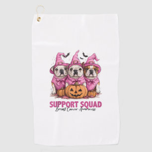 Im Oktober tragen wir Pink Bulldog Halloween Breas Golfhandtuch