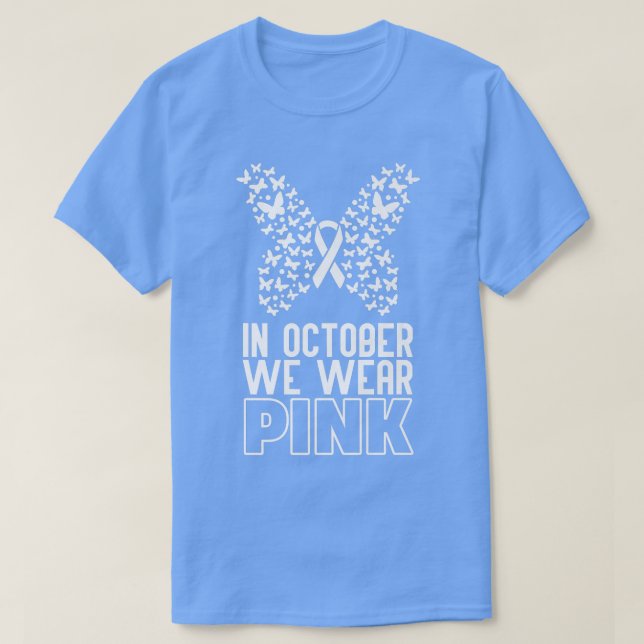 Im Oktober tragen wir Pink Butterfly Brust Ca T-Shirt (Design vorne)