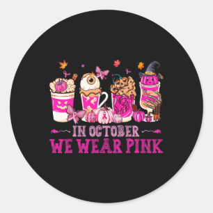 Im Oktober tragen wir Pink Coffee Eye Latte Herbst Runder Aufkleber