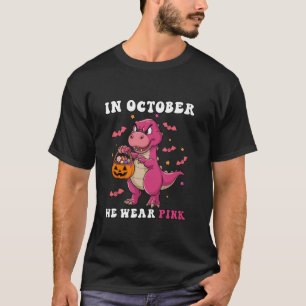 Im Oktober tragen wir Pink Dinosaurier Boys Kids B T-Shirt