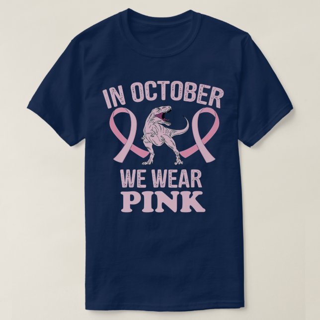 Im Oktober tragen wir Pink-Dinosaurier, Hexenbrust T-Shirt (Design vorne)