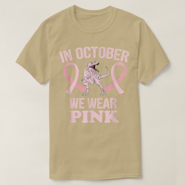 Im Oktober tragen wir Pink-Dinosaurier, Hexenbrust T-Shirt (Design vorne)