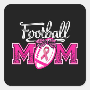 Im Oktober tragen wir Pink Football Mama Brustkreb Quadratischer Aufkleber