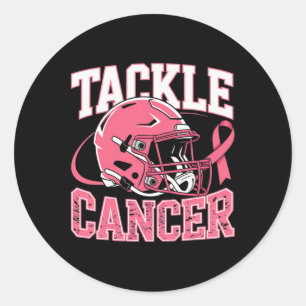 Im Oktober tragen wir Pink Footll Tackle Breast Ca Runder Aufkleber