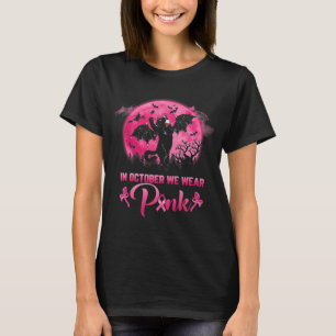 Im Oktober tragen wir Pink Fun Cat Halloween Breas T-Shirt