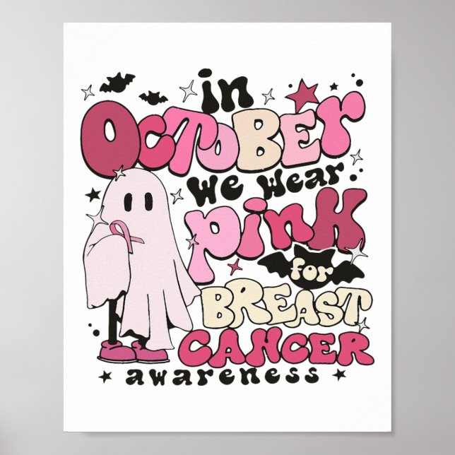 Im Oktober tragen wir Pink für Brustkrebs-Hallowee Poster (Vorne)