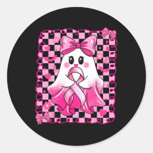 Im Oktober tragen wir Pink Ghost Brustkrebs Hallow Runder Aufkleber