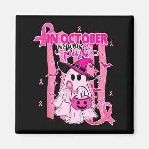 Im Oktober tragen wir Pink Ghost Witch Brustkrebs Magnet