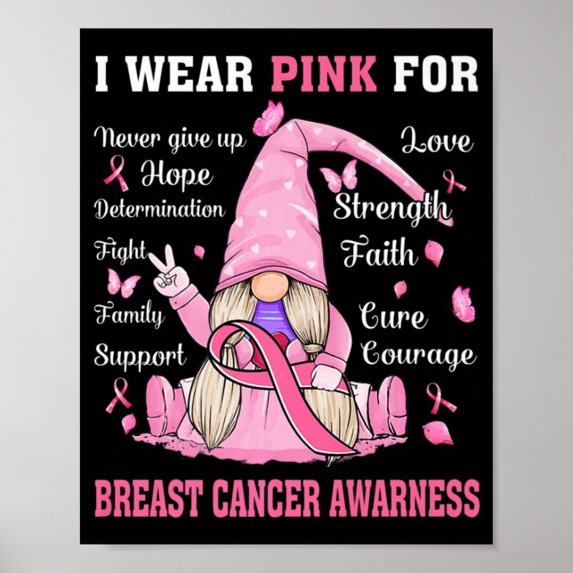 Im Oktober tragen wir Pink Gnome Breast Cancer Awa Poster (Vorne)