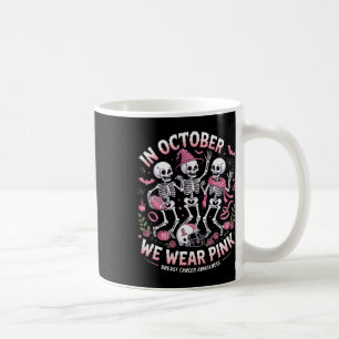 Im Oktober tragen wir Pink Halloween Skeleton Brus Kaffeetasse
