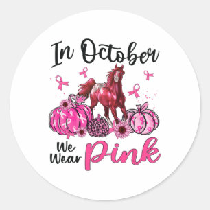 Im Oktober tragen wir Pink Horse Pumpkin Leopard B Runder Aufkleber
