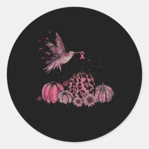 Im Oktober tragen wir Pink Hummingbird Brustkrebs Runder Aufkleber