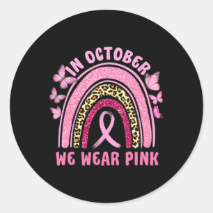 Im Oktober tragen wir Pink Leopard Brustkrebs im K Runder Aufkleber