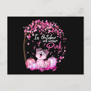 Im Oktober tragen wir Pink Leopard Katze Brustkreb Postkarte