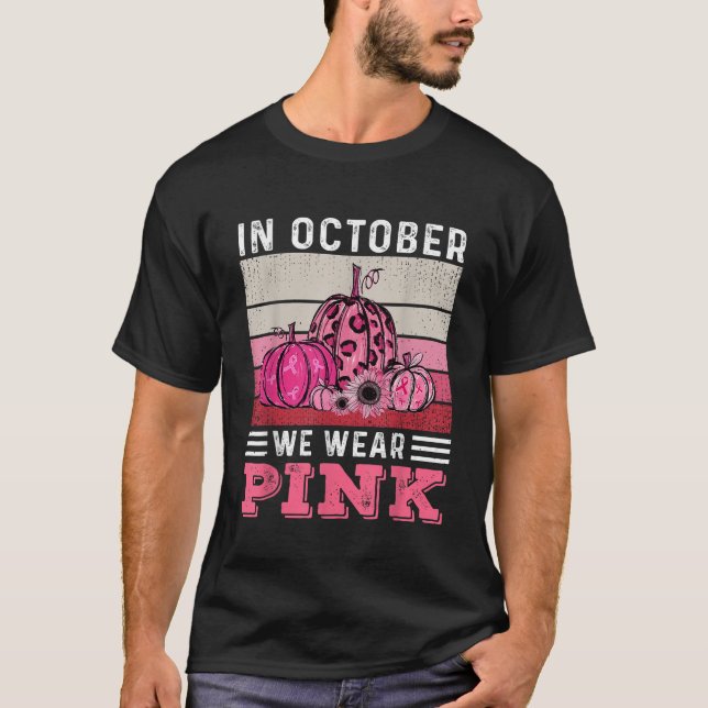 Im Oktober tragen wir Pink Leopard Pumpkin Brust k T-Shirt (Vorderseite)
