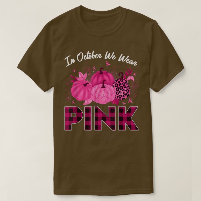 Im Oktober tragen wir Pink Leopard Pumpkin Ribbon  T-Shirt (Design vorne)