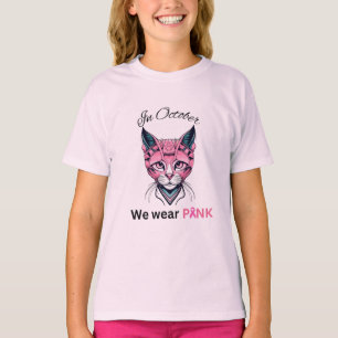 Im Oktober tragen wir Pink mit rosa Gesichtskatze T-Shirt