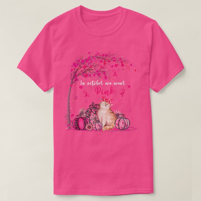 Im Oktober tragen wir Pink Niedliche Katzen Brustk T-Shirt (Design vorne)