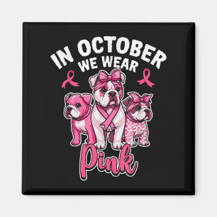Im Oktober tragen wir Pink Pitbull Hund Brustkrebs Magnet