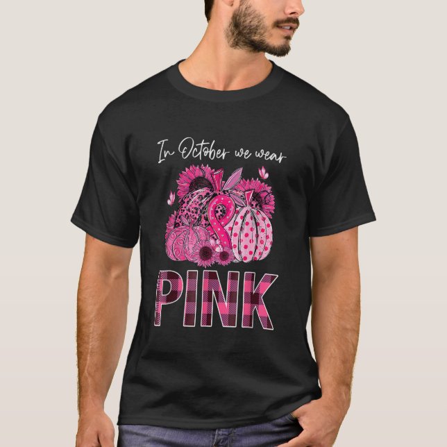 Im Oktober tragen wir Pink Pumpkin Brustkrebs Leop T-Shirt (Vorderseite)