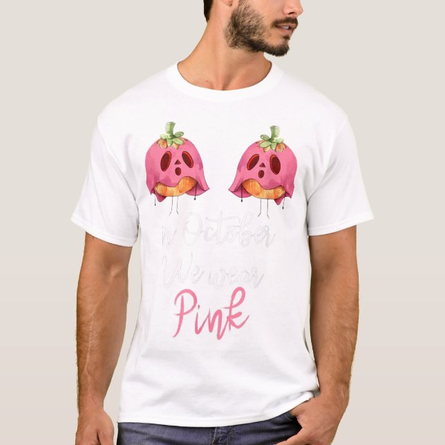 Im Oktober tragen wir Pink Pumpkin Brustkrebs T-Shirt (Vorderseite)