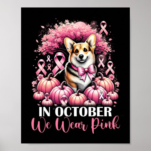 Im Oktober tragen wir Pink Pumpkin Corg Poster (Vorne)