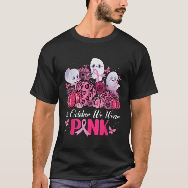 Im Oktober tragen wir Pink Pumpkin Leopard Ghost B T-Shirt (Vorderseite)