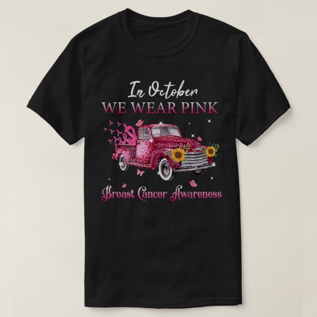 Im Oktober tragen wir Pink Ribbon Leopard LKW Brea T-Shirt (Design vorne)
