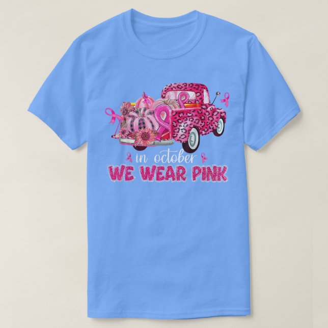 Im Oktober tragen wir Pink Ribbon Leopard LKW Brea T-Shirt (Design vorne)