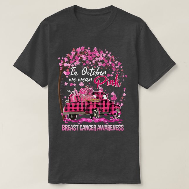 Im Oktober tragen wir Pink Ribbon LKW Leopard Brea T-Shirt (Design vorne)