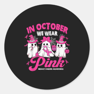 Im Oktober tragen wir Pink School Janitor Breast C Runder Aufkleber