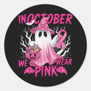 Im Oktober tragen wir Pink Shirt Breast Cancer Awa Runder Aufkleber