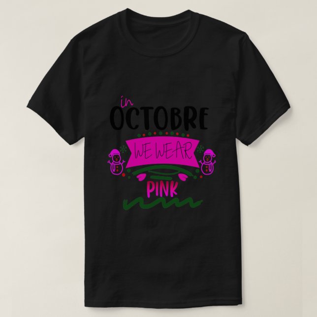 Im Oktober tragen wir Pink Sugar Skull Brustkrebs T-Shirt (Design vorne)