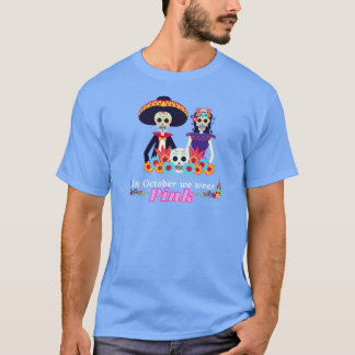 Im Oktober tragen wir Pink Sugar Skull Brustkrebs T-Shirt