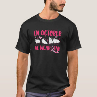 Im Oktober tragen wir pinkfarbene Brustkrebskatze  T-Shirt