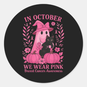 Im Oktober tragen wir pinkfarbene Geisterkrebskran Runder Aufkleber